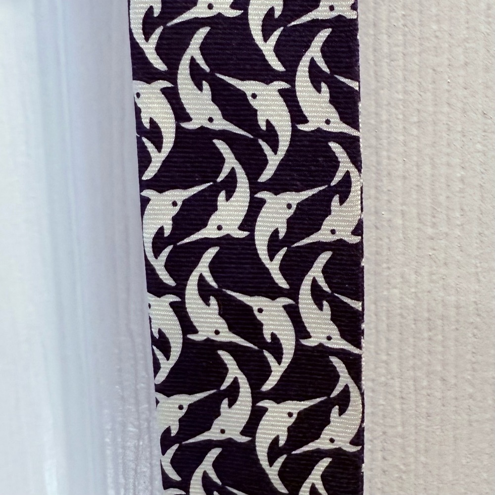 Lilly Pulitzer Via Palm Beach 🏝️ EUC Navy & White Swordfish 🐋 Silk Belt
